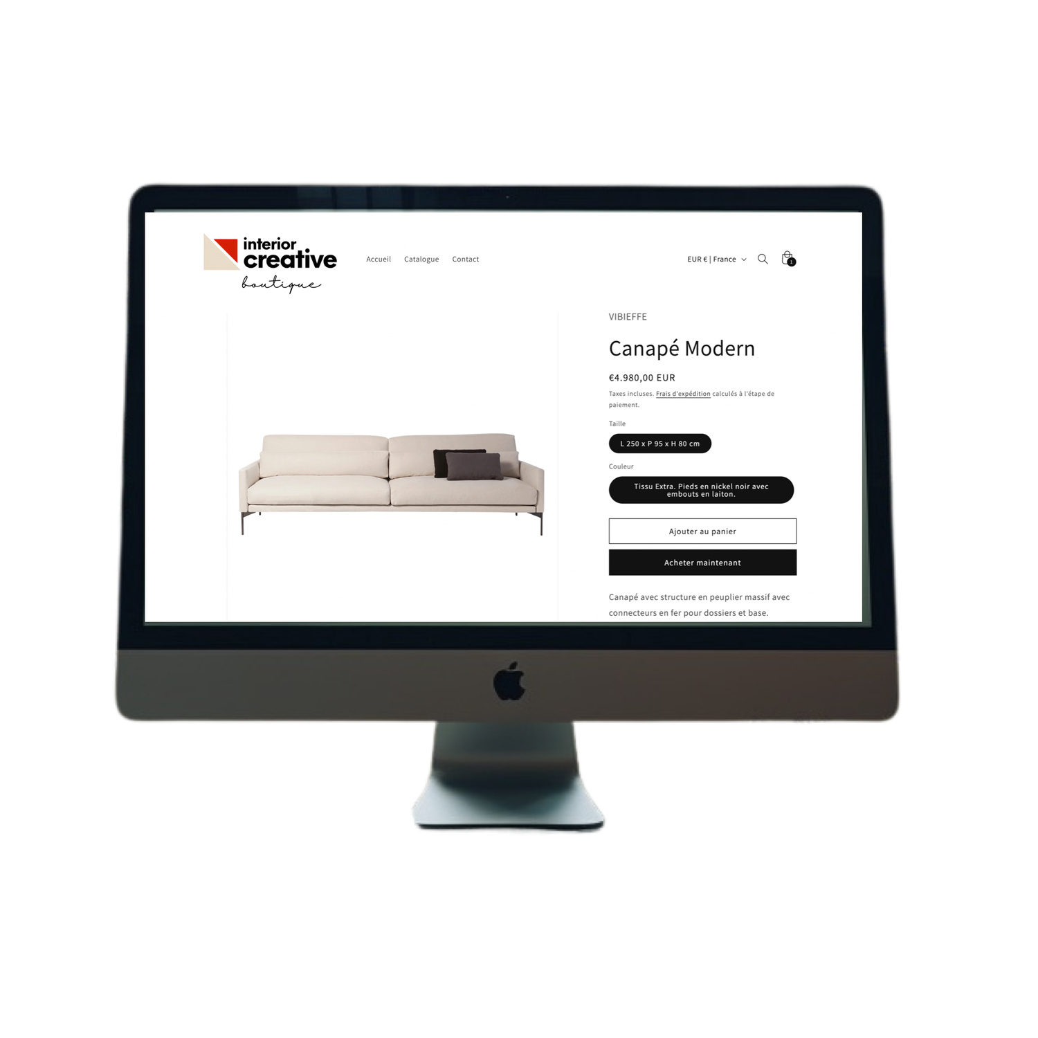 choix du modèle sur la boutique en ligne